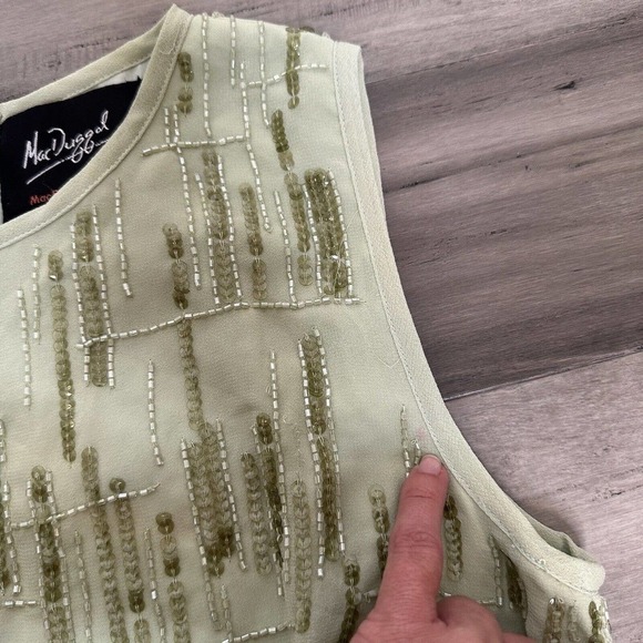 NWT Mac Duggal Beaded Sheath Midi Dress Women's Sleeveless Green Size 8 - Picture 8 of 14